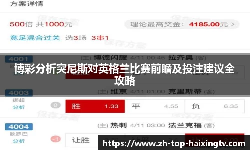 博彩分析突尼斯对英格兰比赛前瞻及投注建议全攻略